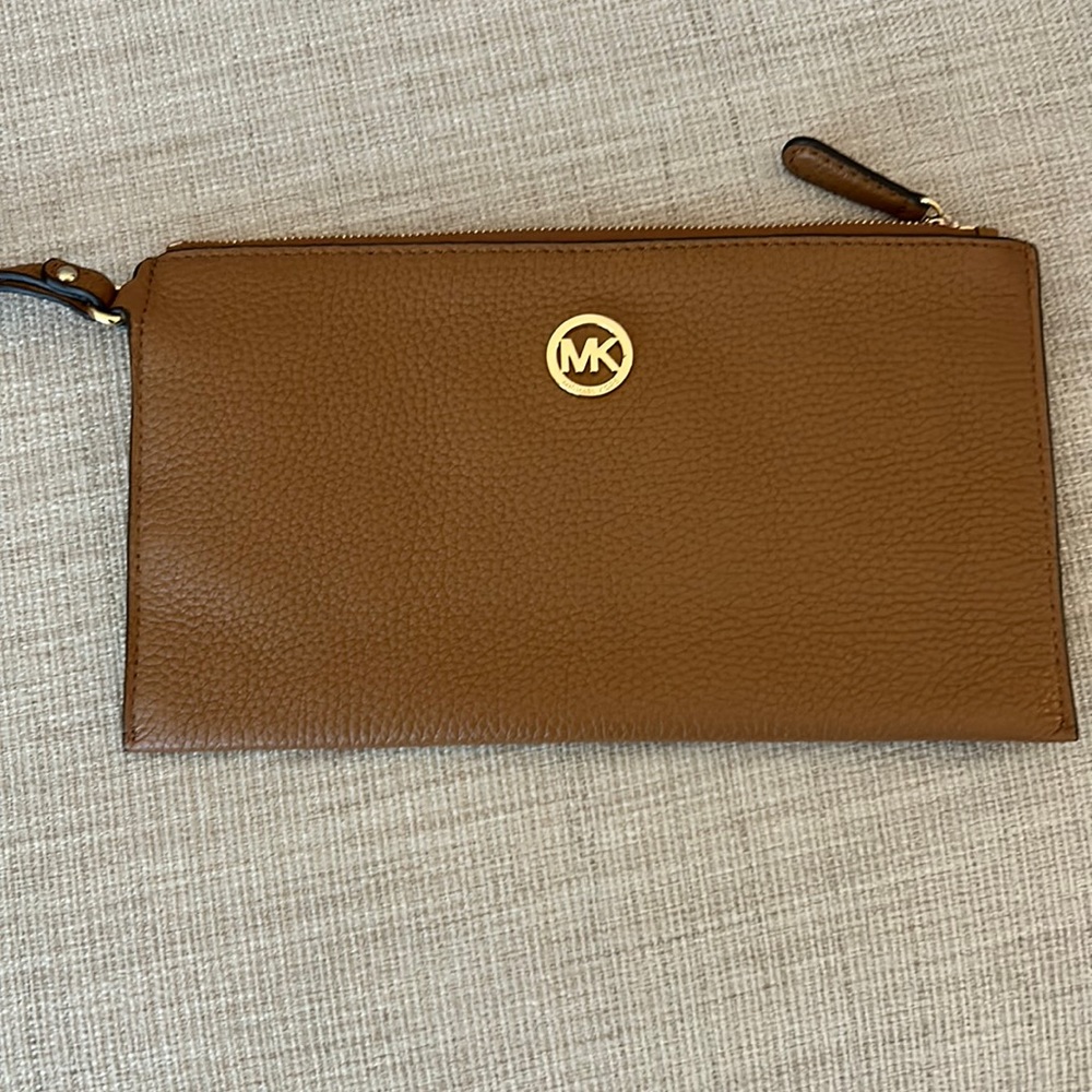 Michael Kors Tan pebbled leather wristlet